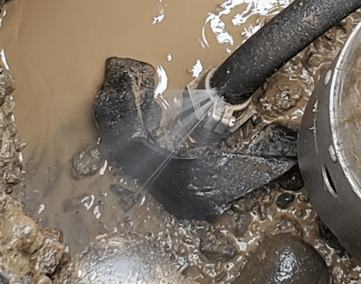 Pipe leak in muddy ground